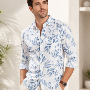 Men's Leaf Print Casual Shirt